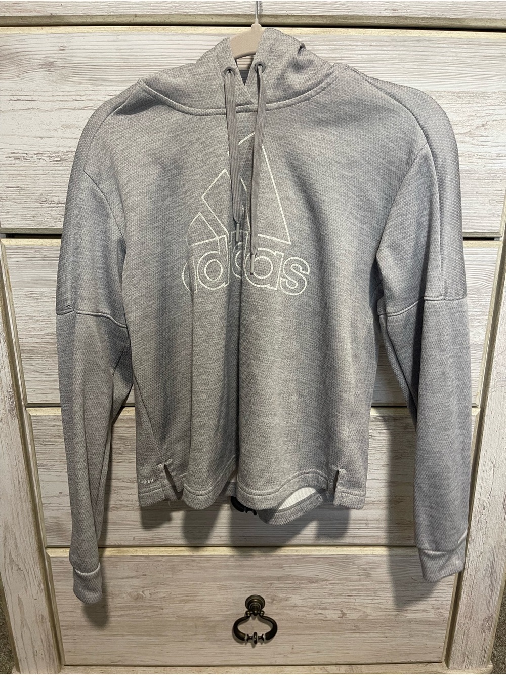 adidas Light Gray Crewneck Hoodie with Logo
